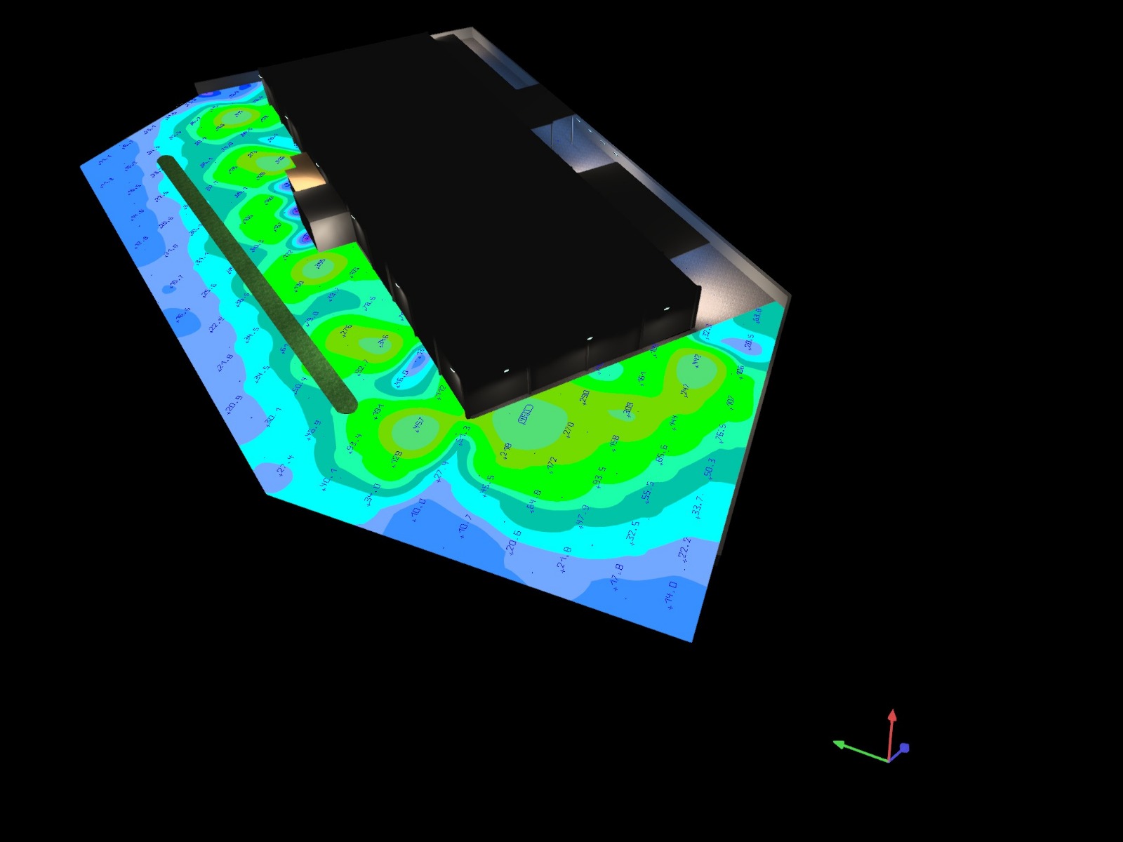 סימולציית תאורה — מבנה תעשייתי