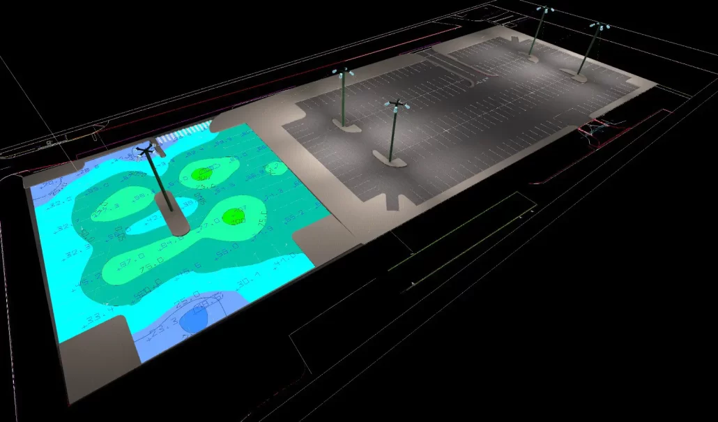 הדמיית תאורת LED תעשייתית