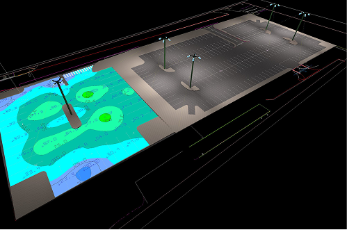 סימולציית תאורה — מגרש ספורט