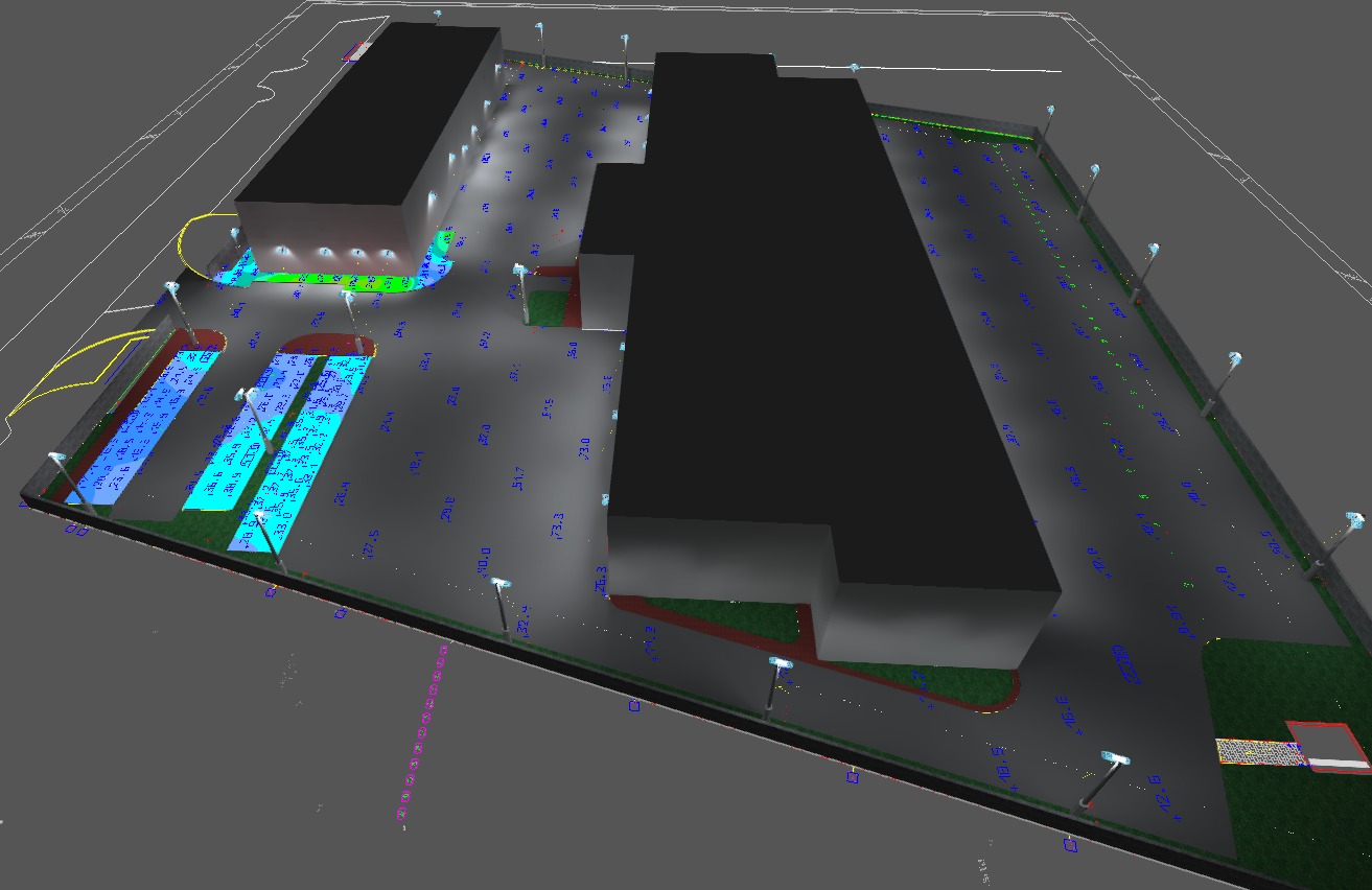 סימולציית תאורה — מתחם תעשייתי